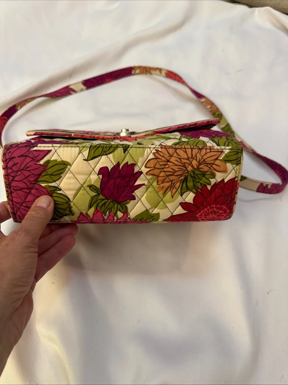 Vera Bradley Floral Quilted Crossbody in Pink, Orange and Green